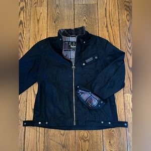 barbour international lightweight waxed motorcycle biker jacket size M can fit L
